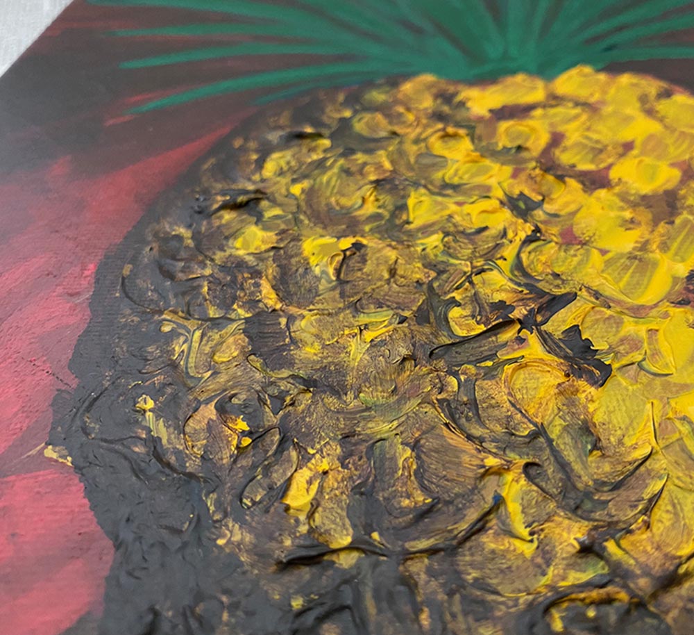 Piña (An Overdramatic Pineapple) – 11x14 Acrylic Painting on Canvas - Image 2