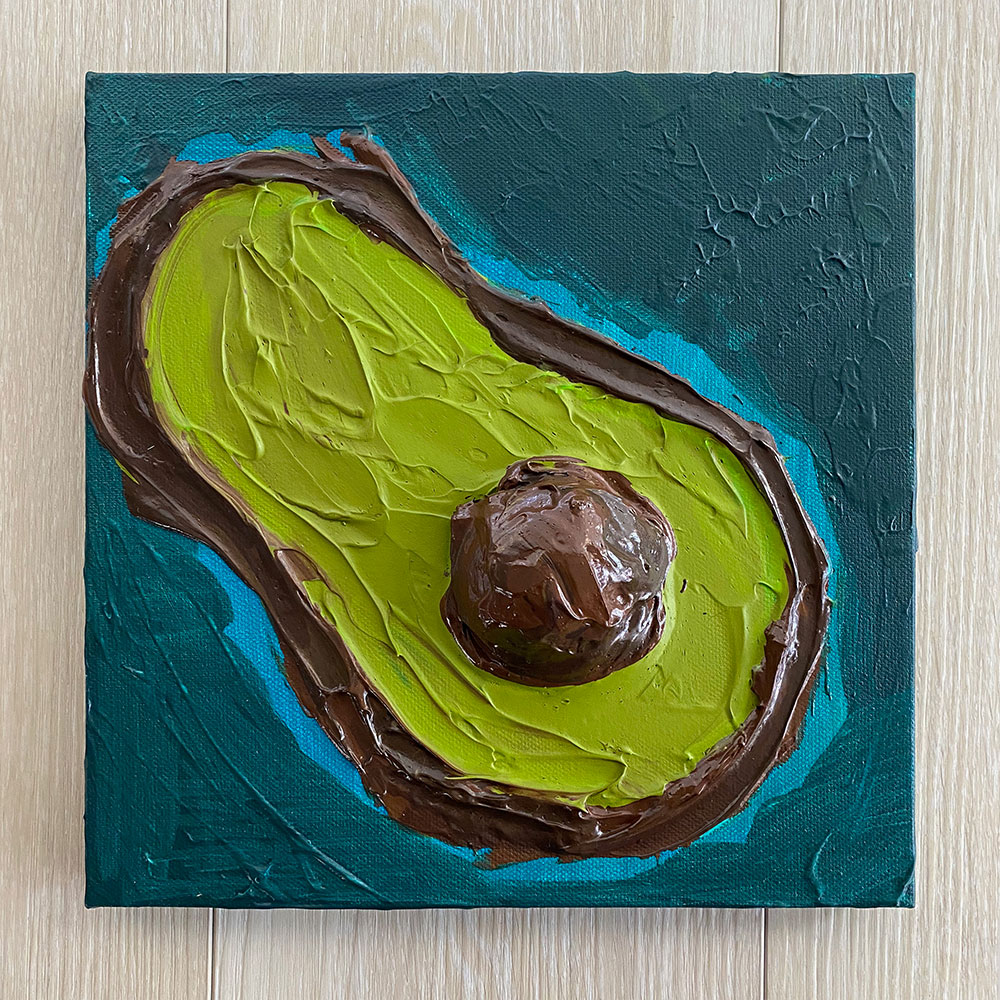 Avocado – 10x10 Acrylic Painting on Canvas - Image 2