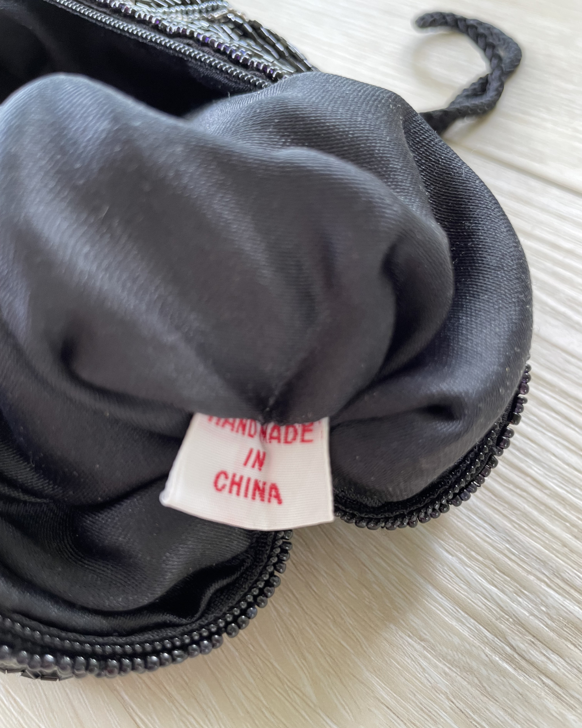 Black Glass Beaded Barrel Bag with Tassels - Image 4