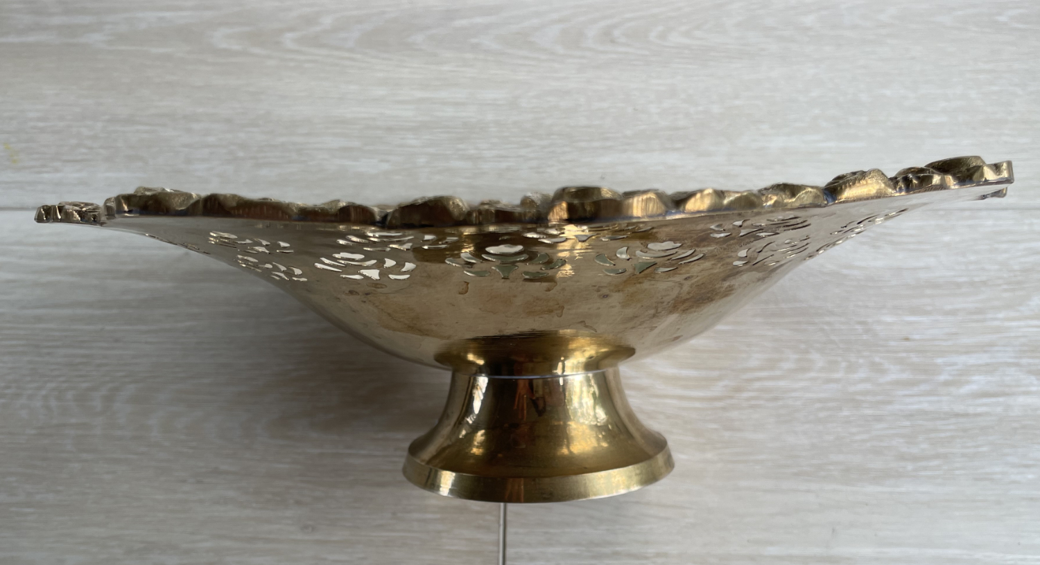 Brass Roses Pedestal Bowl - Image 3