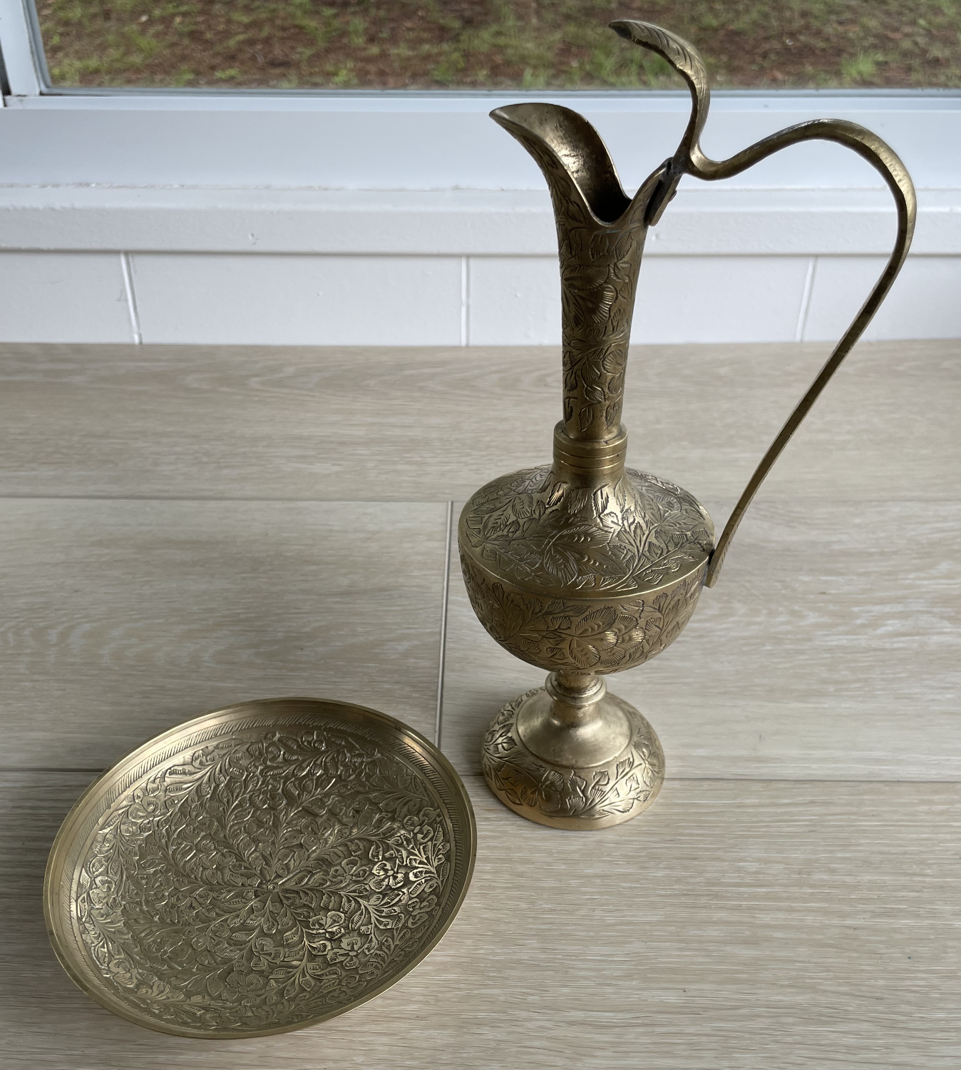Floral Engraved Brass Decor