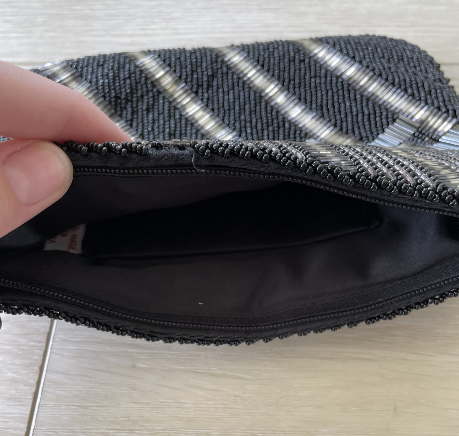 Black Glass Flat Beaded Clutch - Image 2