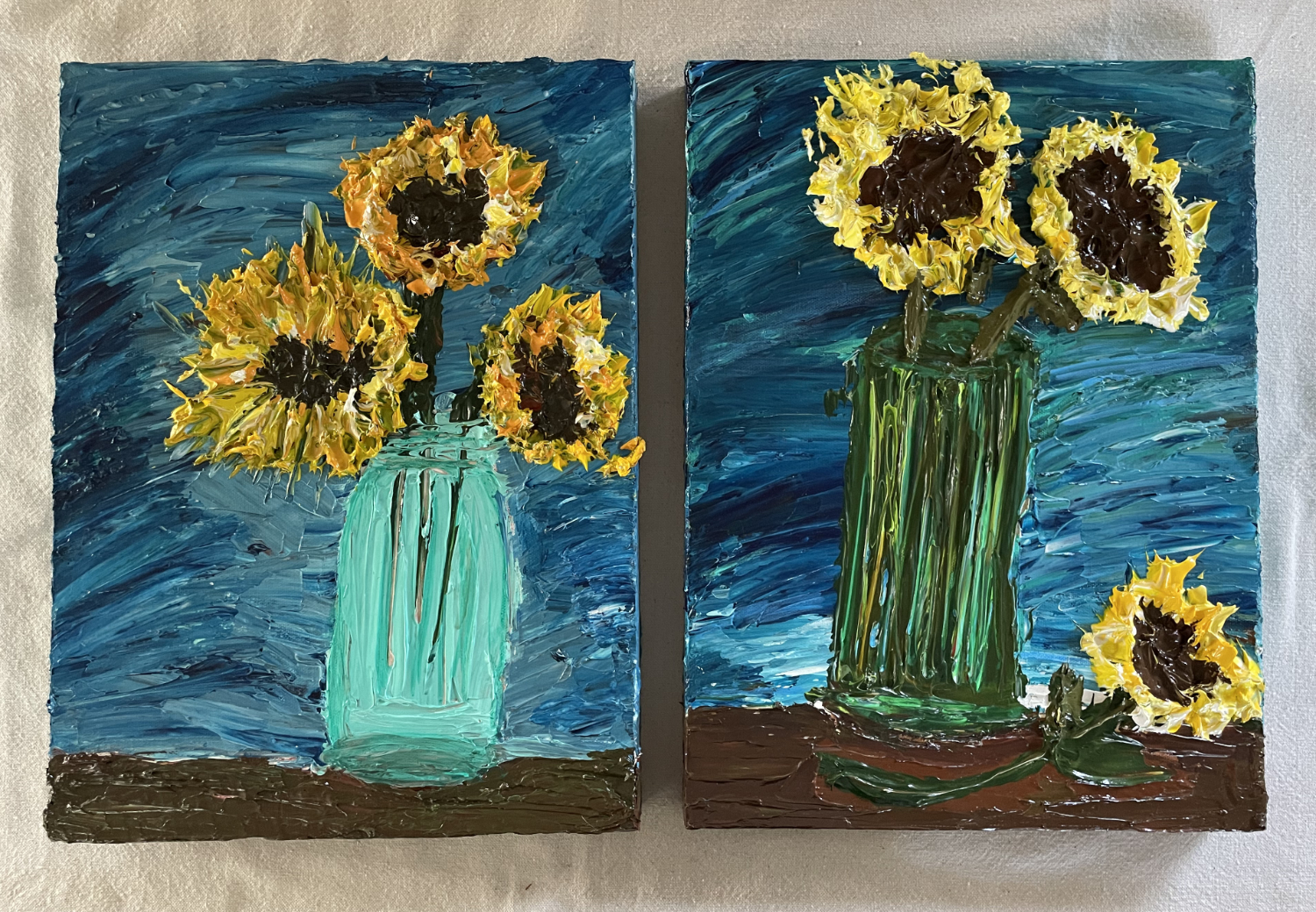 Sapphic Sunflowers – 12x16 Acrylic Painting on Canvas
