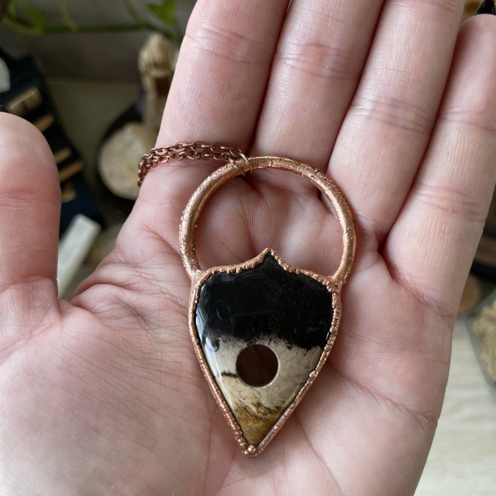 Fossilized Palm Root Planchette in Copper - Image 2
