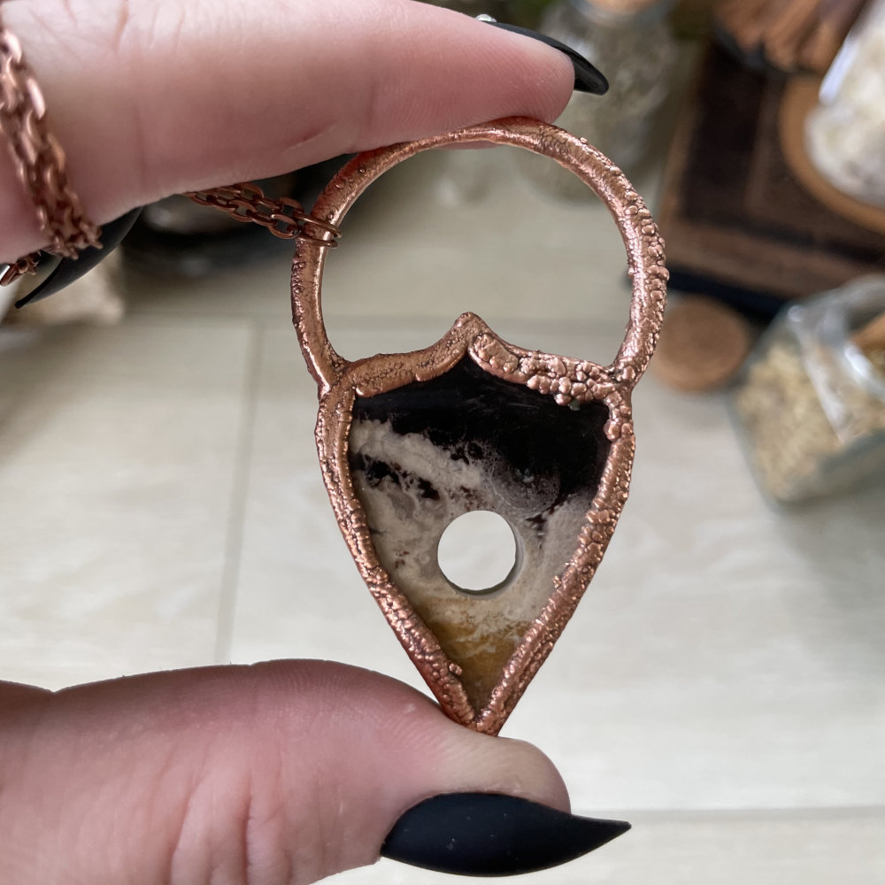 Fossilized Palm Root Planchette in Copper - Image 3