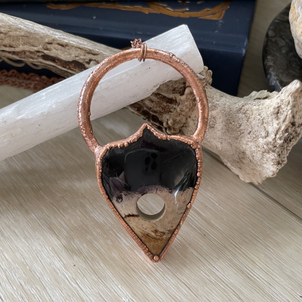 Fossilized Palm Root Planchette in Copper - Image 4
