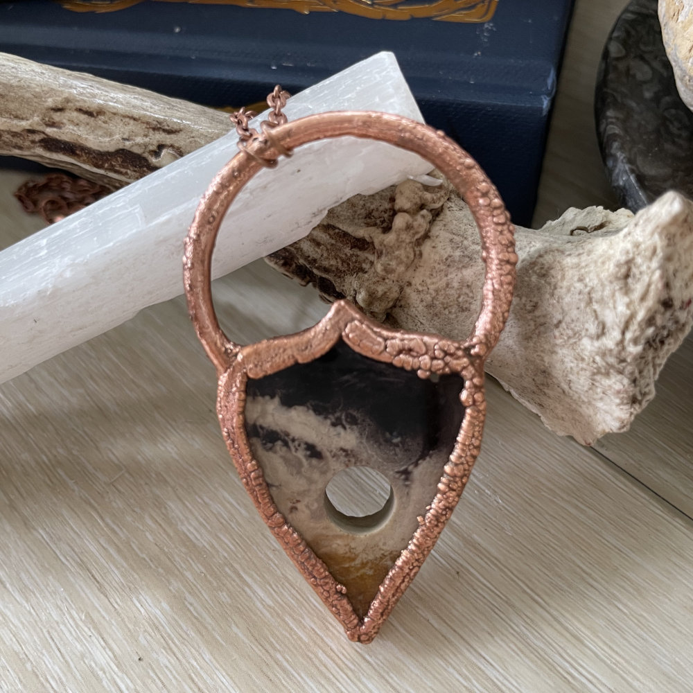 Fossilized Palm Root Planchette in Copper - Image 6