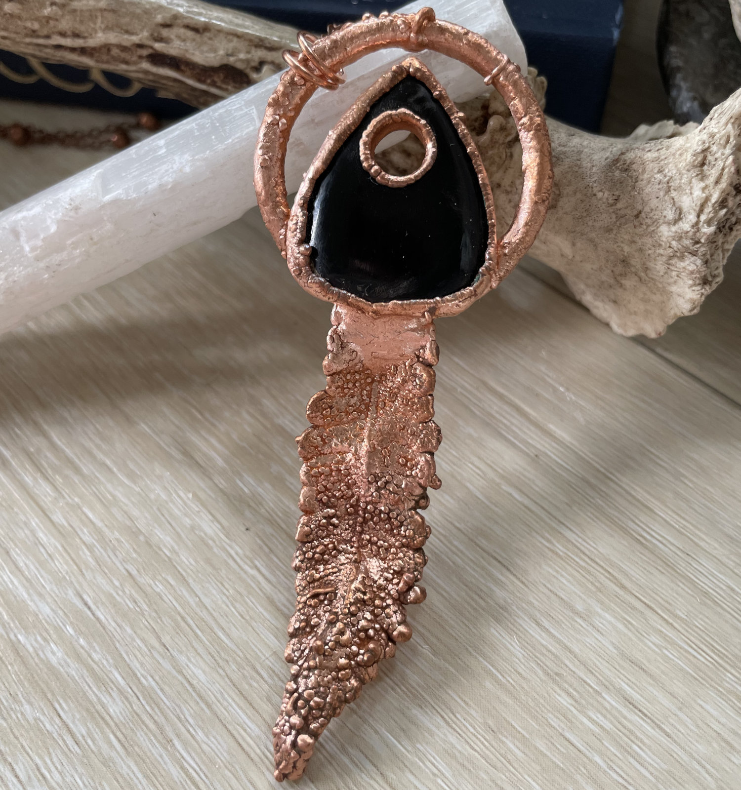 Horn Planchette with Fern Accent in Copper