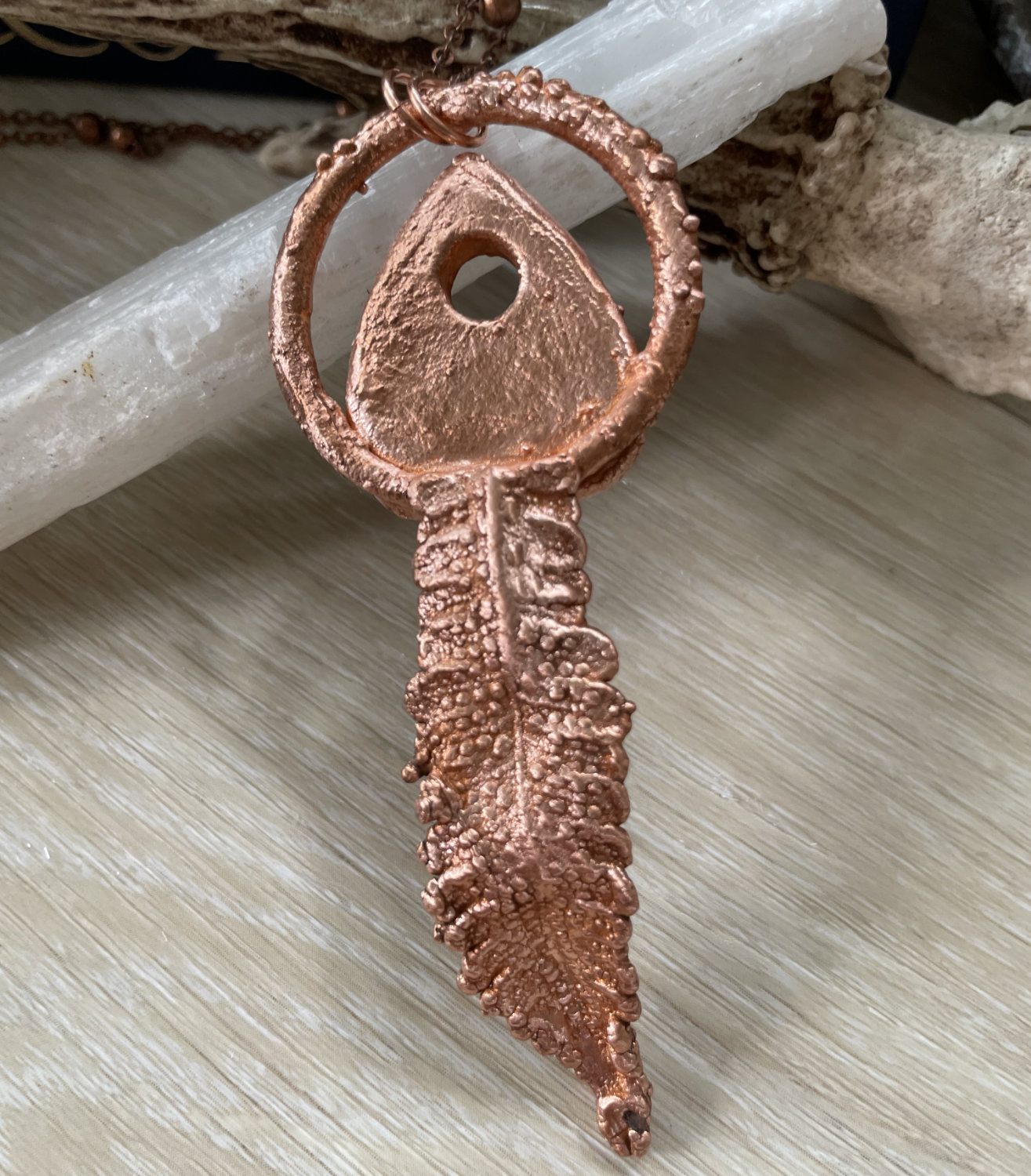 Horn Planchette with Fern Accent in Copper - Image 2