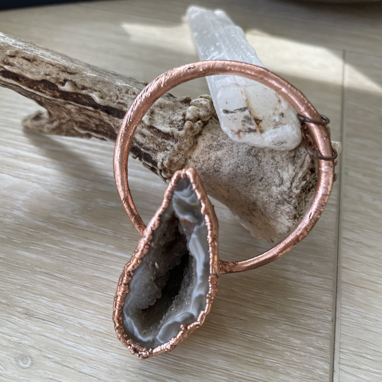 Polished Gray Oco Geode in Copper