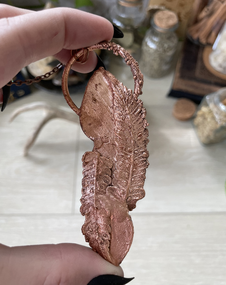 Marcasite Teardrop, Raw Tourmaline Oval and Druzy Pyrite Teardrop with Fern Accents in Copper - Image 3