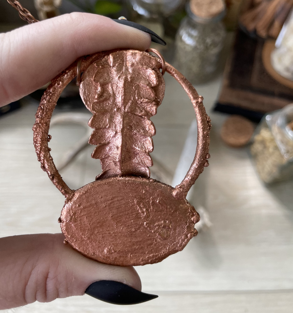 Marcasite and Druzy Pyrite Oval with Fern Accent in Copper - Image 3