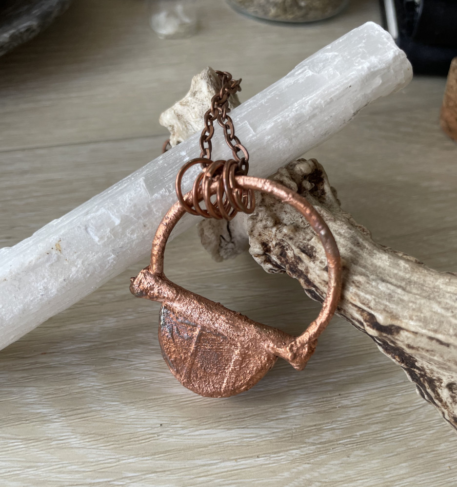 Half Moon Druzy Amethyst with Bone Accent in Copper - Image 4